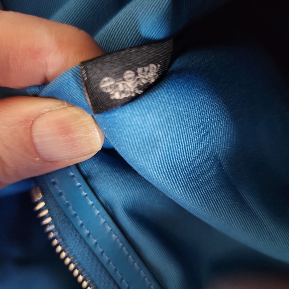 COACH Luxury Signature Tote Bag Beige/Blue 20in x 9in - Picture 12 of 15